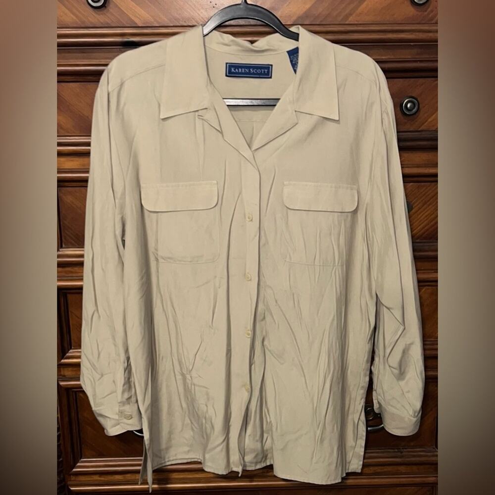 Karen Scott Long-Sleeve Button Down Shirt